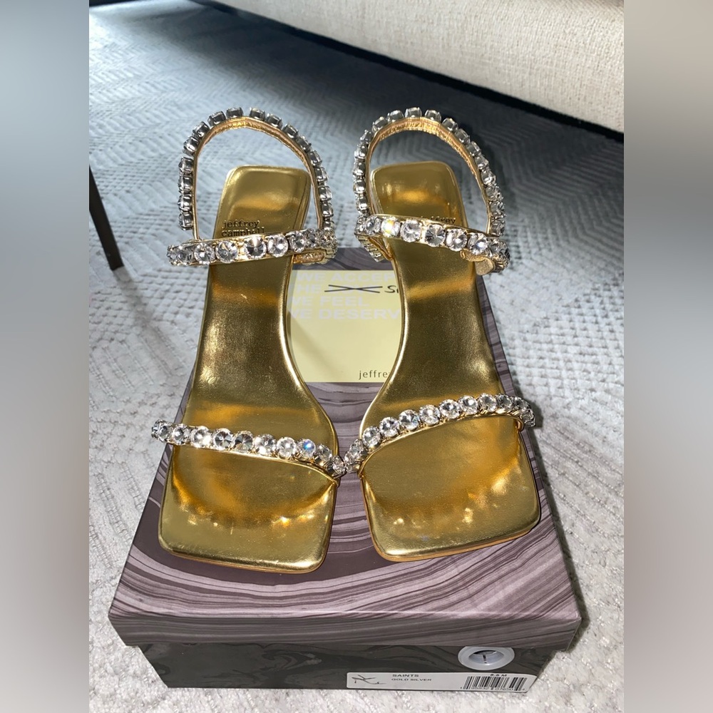 JEFFREY CAMPBELL SAINTS SANDAL GOLD - Picture 1 of 4